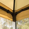 10' X 10' Metal Patio Gazebo, Double Roof Outdoor Gazebo Canopy Shelter With Tree Motifs Corner Frame And Netting, For Garden, Lawn, Backyard, And Deck, Beige Beige Polyester