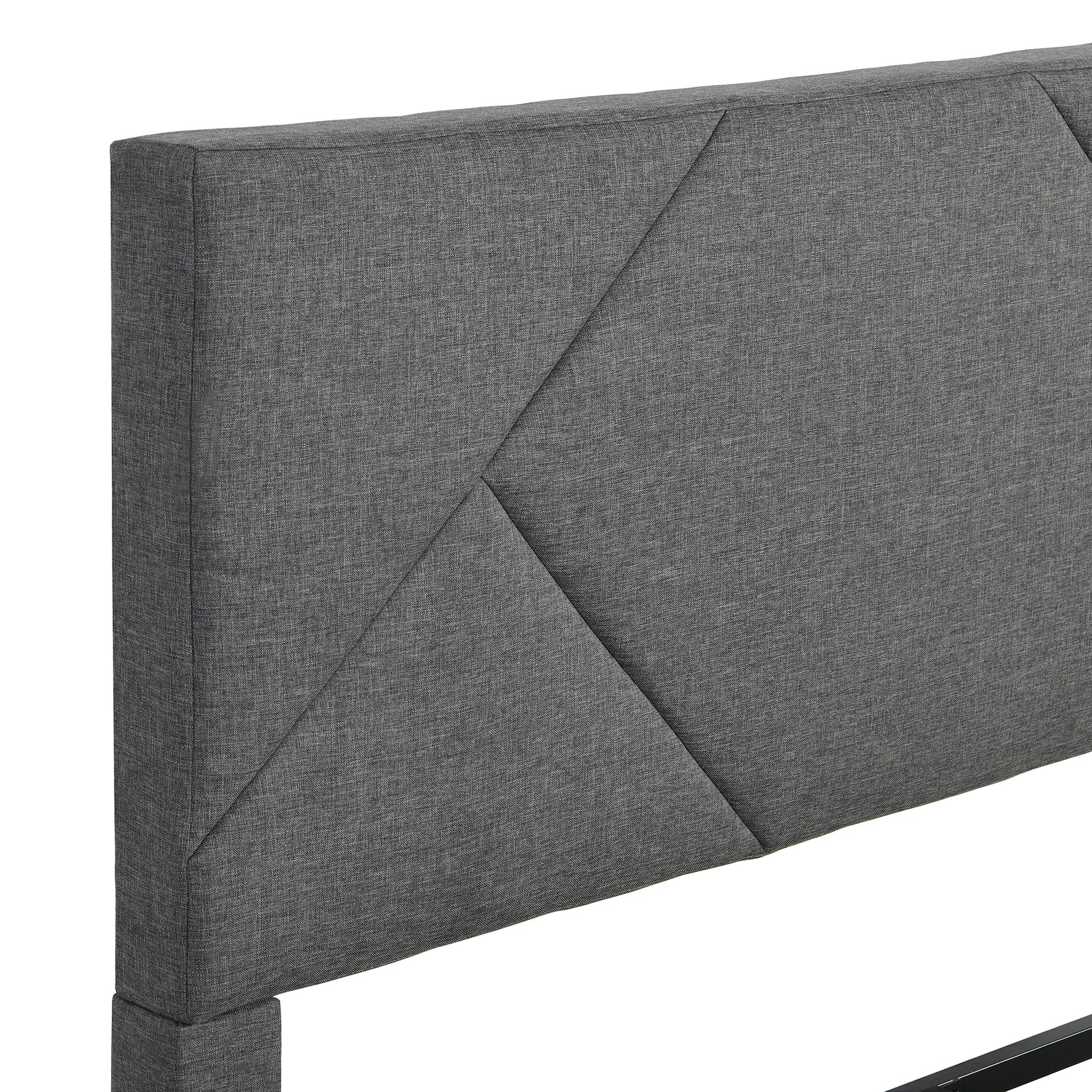 Queen Size Upholstered Platform Bed Frame With Headboard, Strong Wood Slat Support, Mattress Foundation, No Box Spring Needed, Easy Assembly, Gray Gray Fabric