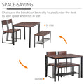 Industrial 4 Piece Dining Room Table Set With Bench Wooden Kitchen Table And Chairs W Storage Rack For Kitchen, Dinette, Black Brown Rustic Brown Mdf