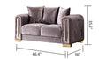 3Pc Modern Living Room Set In Grey Grey Velvet Wood Primary Living Space Medium Firm Tight Back Modern Acacia Upholstered Wood 6 Seat