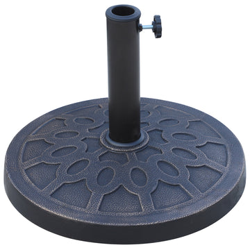 18" 26 Lbs Round Resin Umbrella Base Stand Market Parasol Holder With Beautiful Decorative Pattern & Easy Setup, For 1.5", 1.89" Pole, For Lawn, Deck, Backyard, Garden, Bronze Bronze Steel