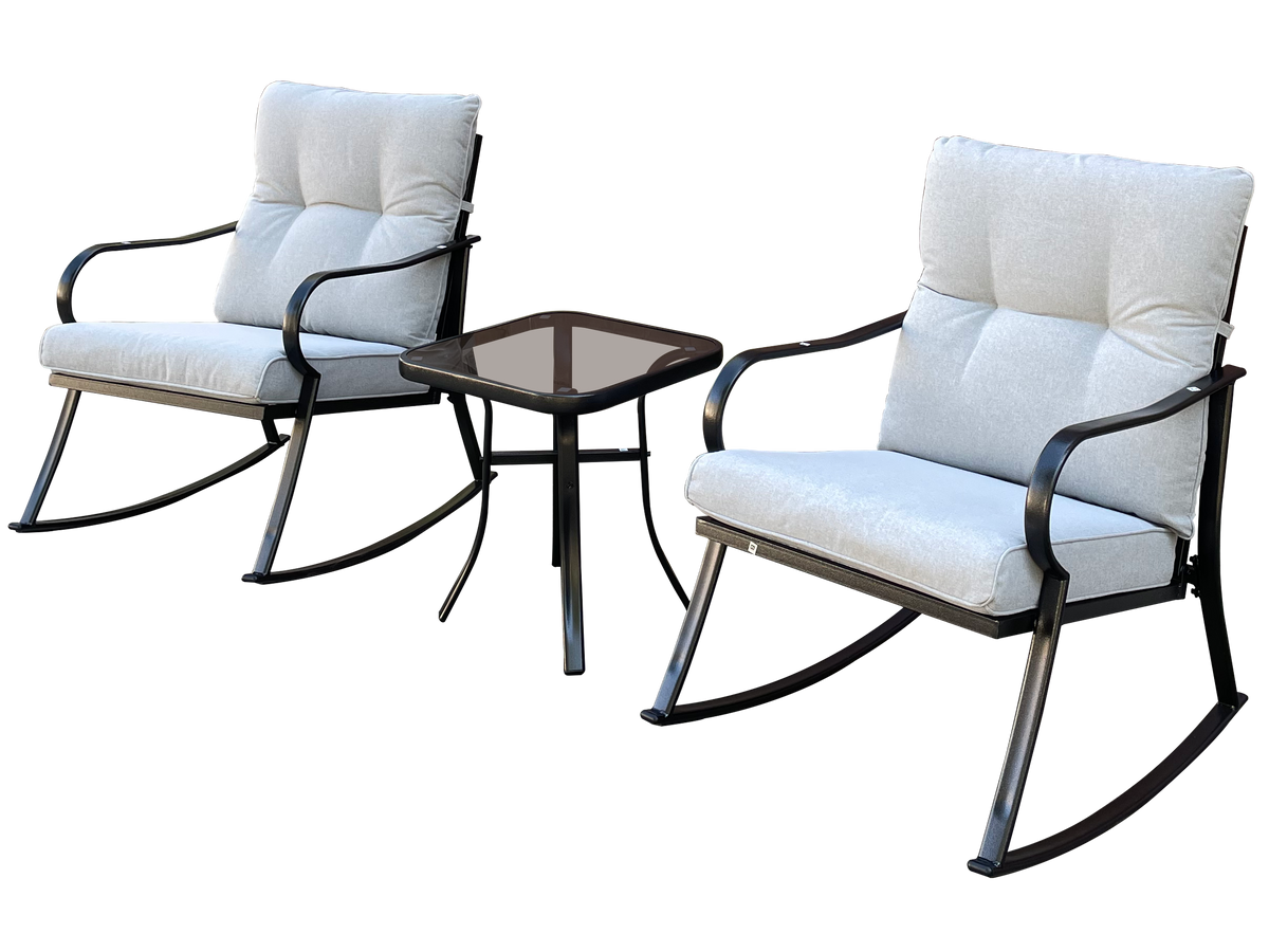 Rocker Set Chair And Teapoy Off White Off White Metal