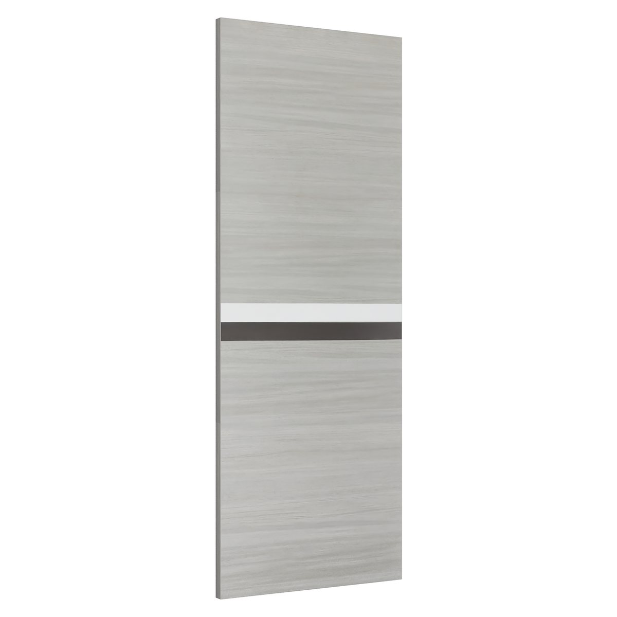 30" X 80" Melamine Integrated Door Slab 6.6Ft Sliding Track Kit Adjustable Floor Guider Pull Handle, Modern Interior Door Panel, Protected By 2Mm Thick Melamine Layer, Moisture Proof Gray Melamine