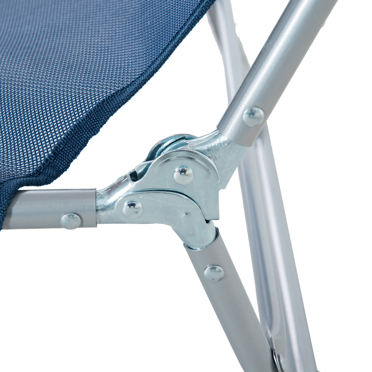 Folding Chaise Lounge Pool Chair, Patio Sun Tanning Chair, Outdoor Lounge Chair With 6 Position Reclining Back,Mesh Seat, And Headrest For Beach, Yard, Patio, Blue Blue Steel