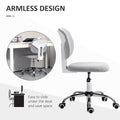 Cute Armless Office Chair, Teddy Fleece Fabric Computer Desk Chair, Vanity Task Chair With Adjustable Height, Swivel Wheels, Mid Back, Light Gray Light Gray Polyester