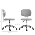 Cute Armless Office Chair, Teddy Fleece Fabric Computer Desk Chair, Vanity Task Chair With Adjustable Height, Swivel Wheels, Mid Back, Light Gray Light Gray Polyester