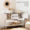 Console Table With Drawers, Vintage Entryway Table With 2 Drawers, Cabinets And Bottom Shelf, Retro Sofa Table For Living Room, Bedroom, White White Mdf