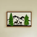 Deer Metal Art Moss Wall Decor Green Iron