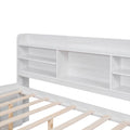 Full Size Wooden Captain Bed With Built In Bookshelves,Three Storage Drawers And Trundle,White Wash White Solid Wood Mdf