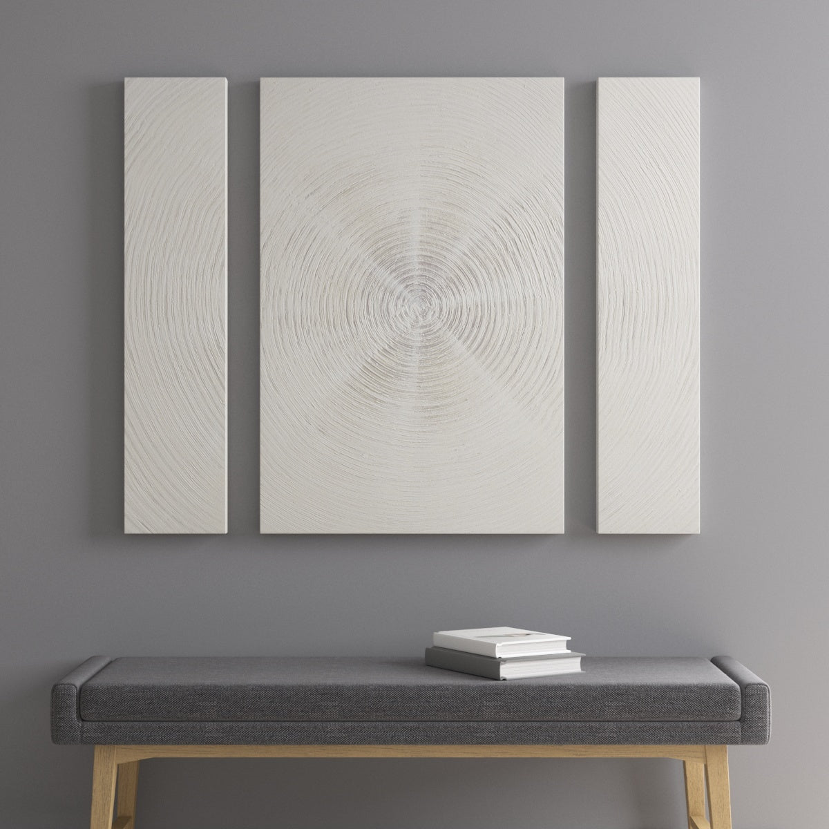 Hand Embellished Abstract 3 Piece Canvas Wall Art Set Silver Mdf