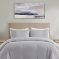 Hand Embellished Landscape Framed Canvas Wall Art Blue Pink Wood
