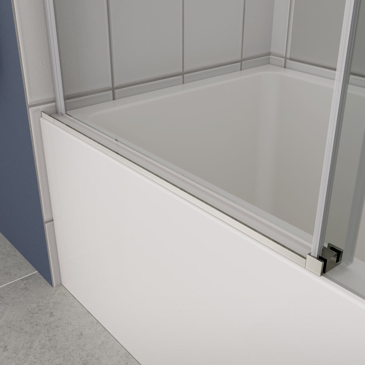 Bathtub Shower Door, Sliding Door, With 5 16" Tempered Glass And Polished Finish 6058 Chrome Bathroom Aluminium Alloy