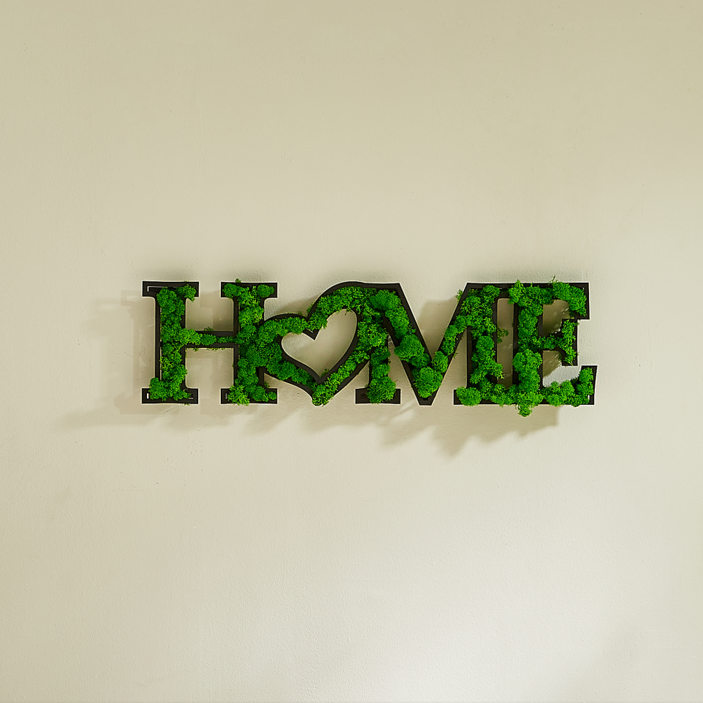 Home Letter Art Moss Wall Decor Green Iron