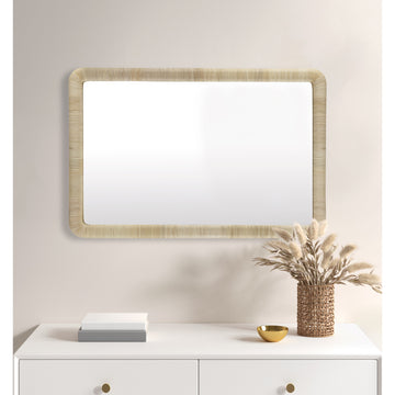 Natural Rattan Rectangle Wall Mirror Natural See Below Natural Mdf