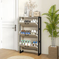 Industrial Shoe Cabinet With 3 Flip Drawers, Freestanding Shoe Storage Cabinet For 15 Pairs, Narrow Slim Shoe Rack For Entryway, Hallway, Walnut Walnut Mdf