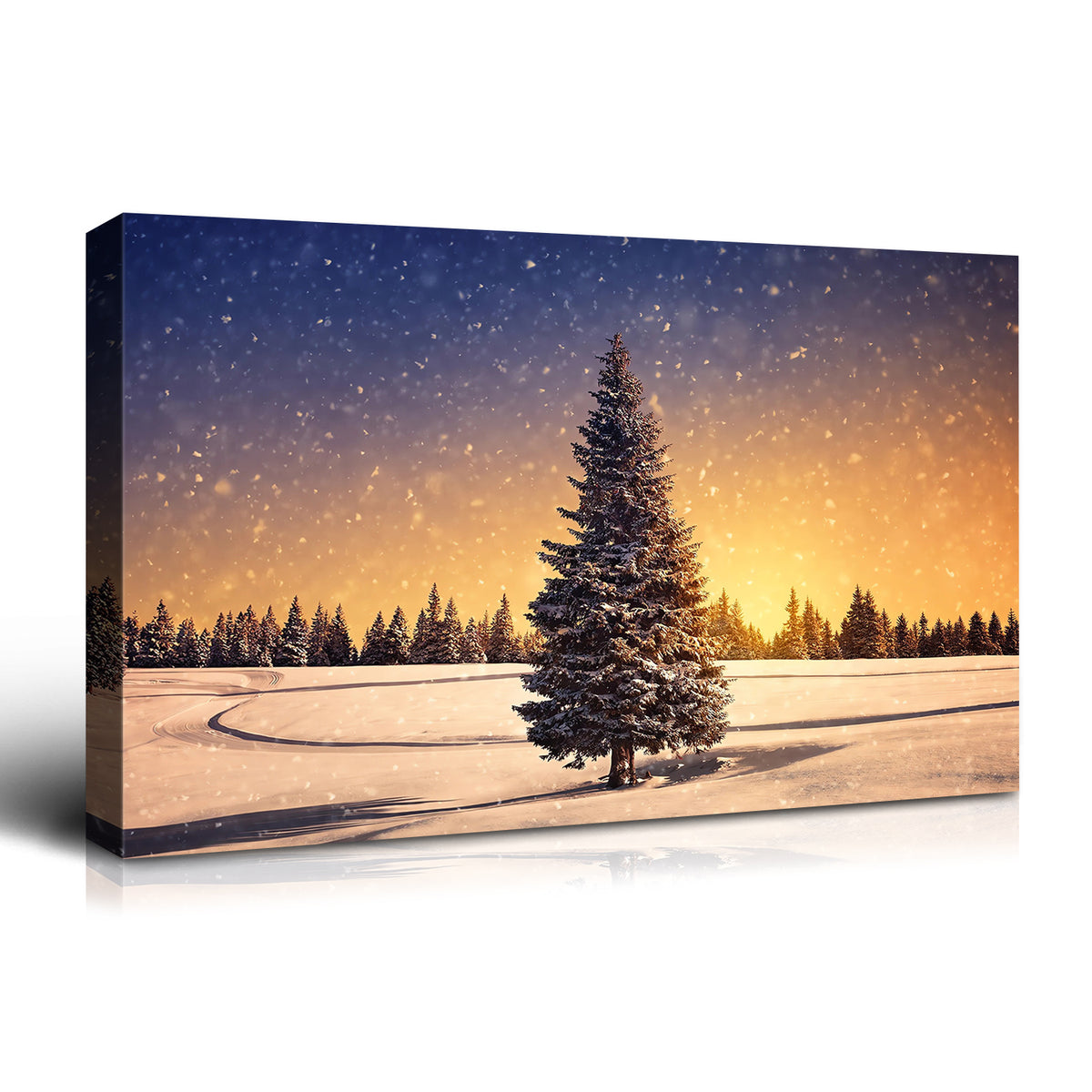 Framed Canvas Wall Art Decor Painting For Chrismas, Chrismas Tree In Dawn Chrismas Gift Painting For Chrismas Gift, Decoration For Chrismas Eve Living Room, Bedroom Decor 3624In Thickness 1.5Inch