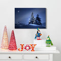 Framed Canvas Wall Art Decor Painting For Chrismas, Lighted Pine Tree At Night Chrismas Painting For Chrismas Gift, Decoration For Chrismas Eve Living Room, Bedroom Decor 1812In Thickness1.5Inch Rectangle Framed Multicolor Christmas Oversized 41In Canvas