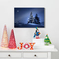 Framed Canvas Wall Art Decor Painting For Chrismas, Lighted Pine Tree At Night Chrismas Gift Painting For Chrismas Gift, Decoration For Chrismas Eve Living Room, Bedroom Decor 2418In Thickness 1.5In Rectangle Framed Multicolor Christmas Oversized 41In