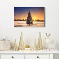 Framed Canvas Wall Art Decor Painting For Chrismas, Chrismas Tree In Dawn Chrismas Gift Painting For Chrismas Gift, Decoration For Chrismas Eve Living Room, Bedroom Decor 3624In Thickness 1.5Inch