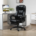 High Back Massage Office Chair With 6 Point Vibration, 5 Modes, Executive Chair, Pu Leather Swivel Chair With Reclining Back, And Retractable Footrest, Black Black Pu