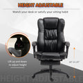 High Back Massage Office Chair With 6 Point Vibration, 5 Modes, Executive Chair, Pu Leather Swivel Chair With Reclining Back, And Retractable Footrest, Black Black Pu