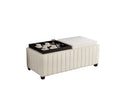 45 Inch Wide Contemporary Square Cubestorage Ottoman Bench, Storage Bench With Coffee Tray,Coffee Table For Living Room Ottoman Foot Rest For Bedroom End Of Bed, Beige Velvet Fabric In Modern Sawing Distressed Finish Espresso Bedroom Beige Rubberwood