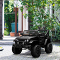 12V Kids Ride On Truck With Parent Remote Control, Electric Battery Powered Toy Car With Spring Suspension, Adjustable Speed, Led Lights And Horn, Black Black Steel