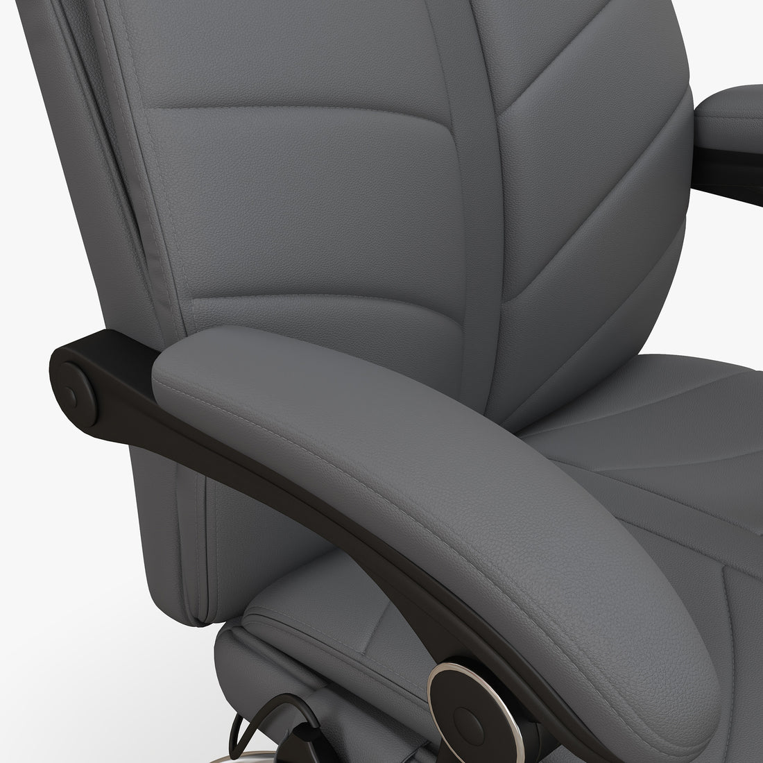 Executive Massage Office Chair With 4 Vibration, Computer Desk Chair, Pu Leather Heated Reclining Chair With Adjustable Height, Swivel Wheels, Gray Gray Pu Leather