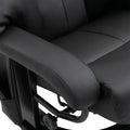 Recliner With Ottoman Footrest, Recliner Chair With Vibration Massage, Faux Leather And Swivel Wood Base For Living Room And Bedroom, Black Black Wood