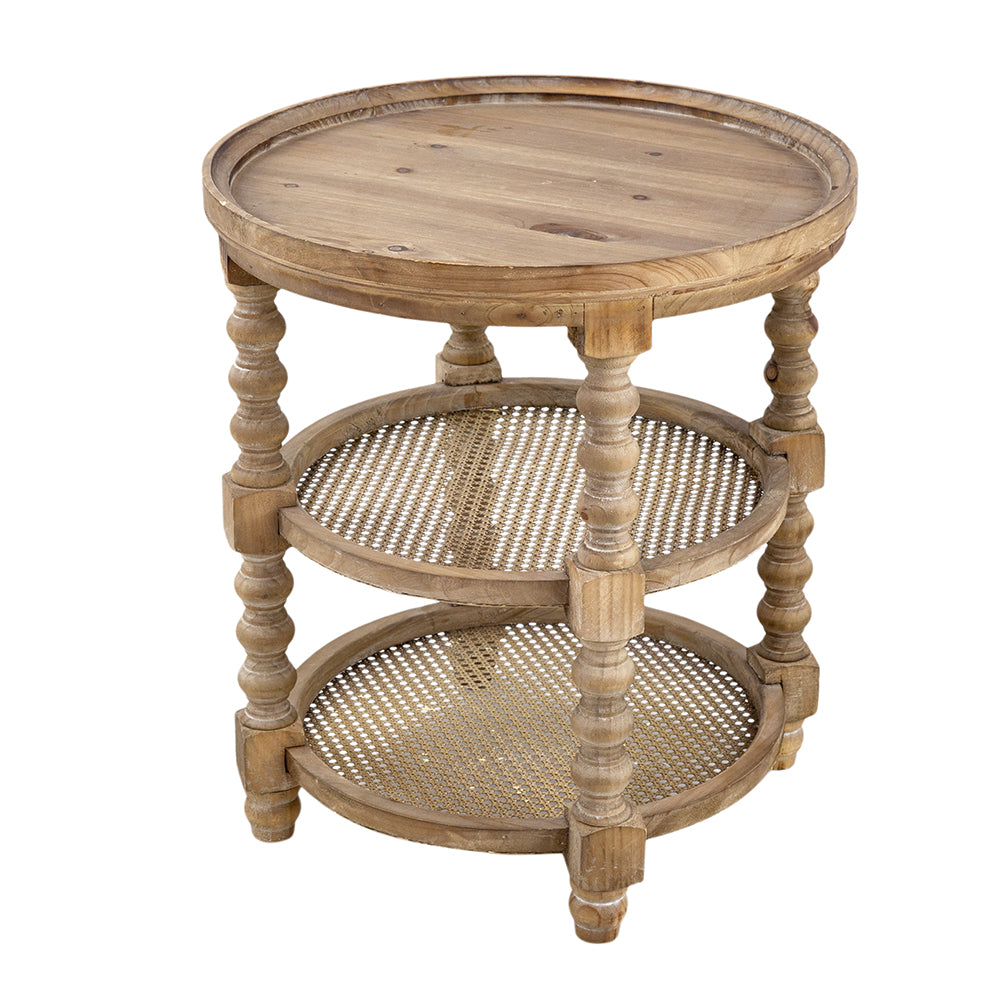 D23.5 X 25" Round 3 Tiered Side Tabel, Natural End Tabel For Lving Room Bedroom Entryway, Brown Brown Wood