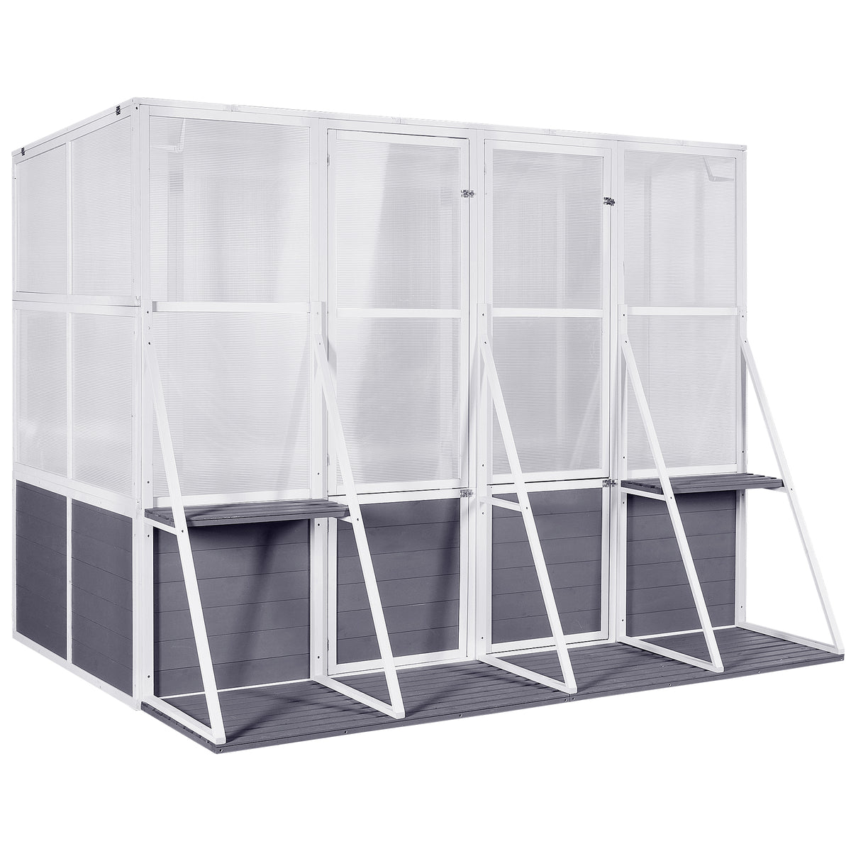 Greenhouse, Wooden Lean To Greenhouses For Outdoors, Heavy Duty Walk In Green House For Outside Winter, Large Hot House For Sunroom Storage Shed, Garden, Backyard 103.9''X98.4''X77.6'' White Gray Weather Resistant Frame Garden & Outdoor Wood Glass