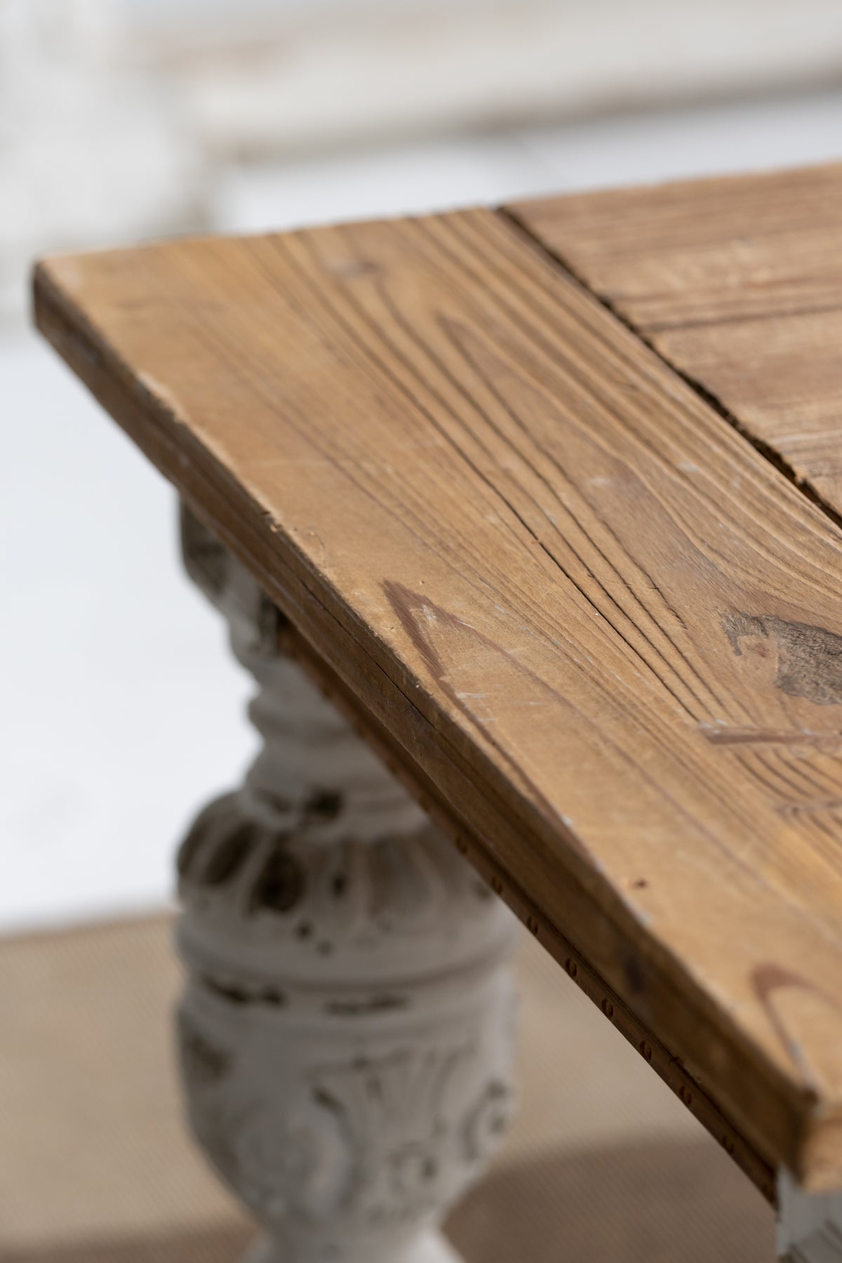 47" X 27.5" X 20" Rectangle Coffee Wooden Coffee Table, French Country Coffee Table Brown Antique White Wood