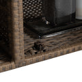 Outdoor Wicker Bar Cart, Patio Wine Serving Cart W Wheelsrolling Rattan Beverage Bar Counter Table W Glass Top For Porch Backyard Garden Poolside Party, Light Brown Light Brown Garden & Outdoor