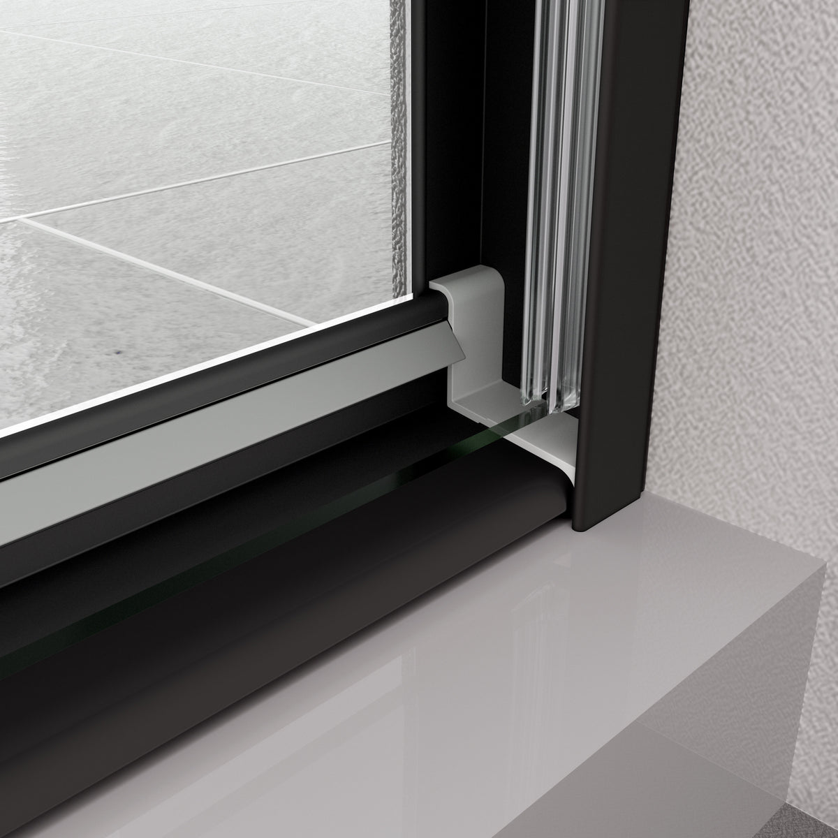 Bathtub Bypass Shower Door, Sliding Door, With 1 4" Tempered Glass And Matted Black Finish 6058 Matte Black Bathroom Aluminium Alloy