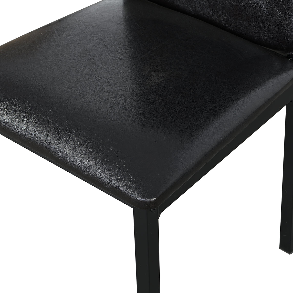 4 Piece Metal Frame Dining Seats Black Metal