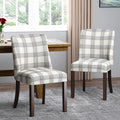 Dining Chair Grey Plaid Fabric