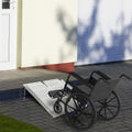 Textured Aluminum Portable Wheelchair Ramp For Home, Steps, Doorways, Foldable Handicap Ramp 2', Threshold Ramp With Durability For Strong Load Bearing Silver Aluminum