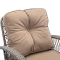 3 Pieces Outdoor Swivel Rocker Patio Chairs, 360 Degree Rocking Patio Conversation Set With Thickened Cushions And Glass Coffee Table For Backyard, Khaki Khaki Steel