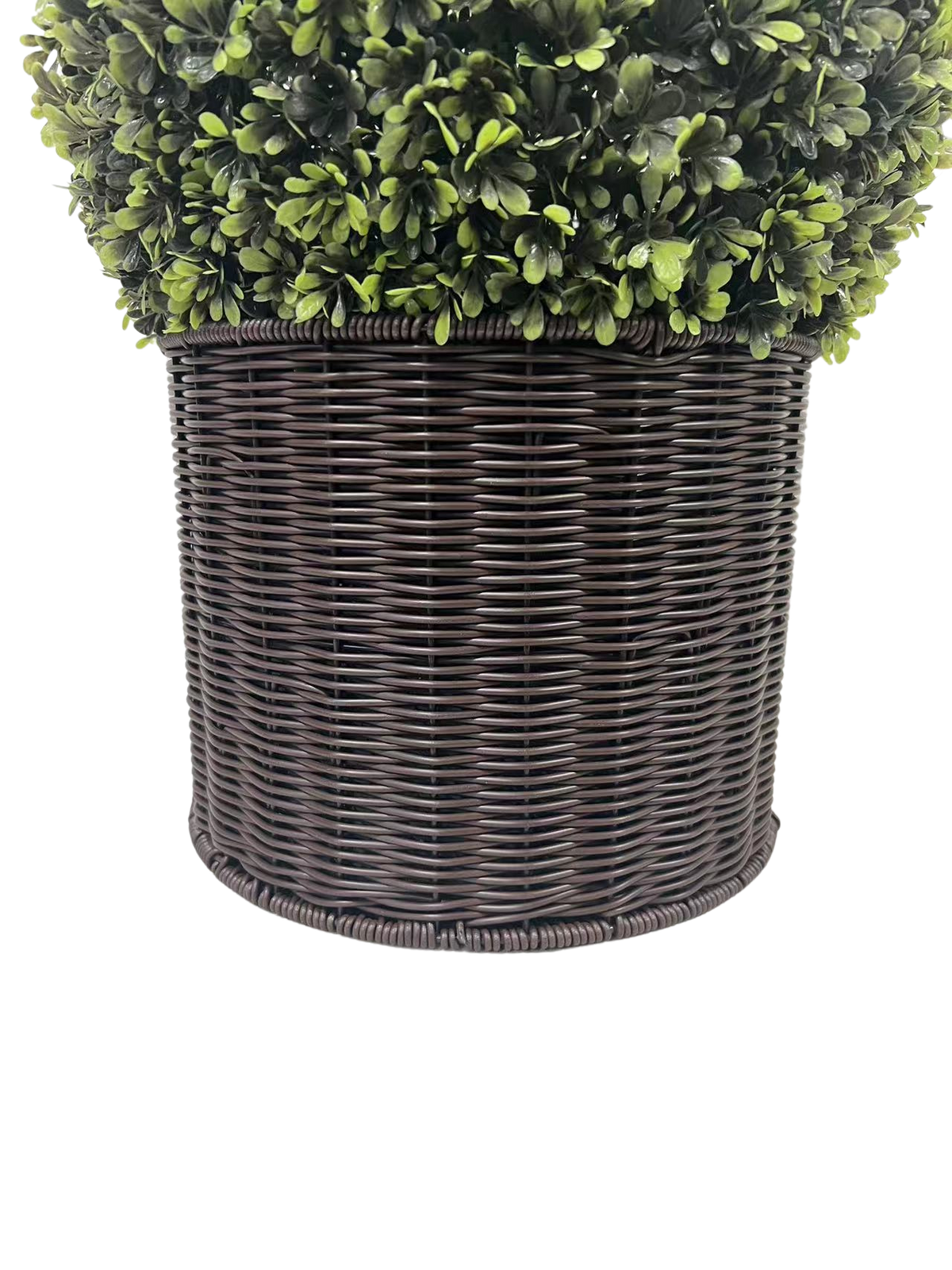 2 Pack 20" Ball Topiaries In Included Woven Pots Artificial Faux Plants Dark Green Plastic