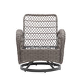 3 Pieces Outdoor Swivel Rocker Patio Chairs, 360 Degree Rocking Patio Conversation Set With Thickened Cushions And Glass Coffee Table For Backyard, Khaki Khaki Steel