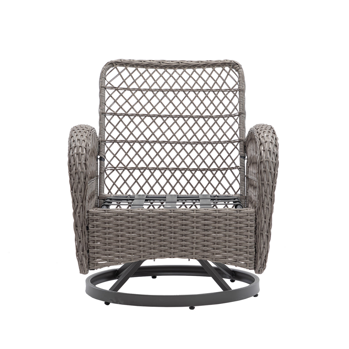 3 Pieces Outdoor Swivel Rocker Patio Chairs, 360 Degree Rocking Patio Conversation Set With Thickened Cushions And Glass Coffee Table For Backyard, Khaki Khaki Steel