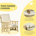 Patio Furniture Set, Wood Outdoor Patio Chair With Ottoman, 2 Piece Cushioned Outdoor Lounge Chair, Sofa Chair With Footrest, Beige Natural Wood