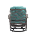 3 Pieces Outdoor Swivel Rocker Patio Chairs, 360 Degree Rocking Patio Conversation Set With Thickened Cushions And Glass Coffee Table For Backyard, Blue Blue Steel