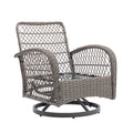 3 Pieces Outdoor Swivel Rocker Patio Chairs, 360 Degree Rocking Patio Conversation Set With Thickened Cushions And Glass Coffee Table For Backyard, Blue Blue Steel