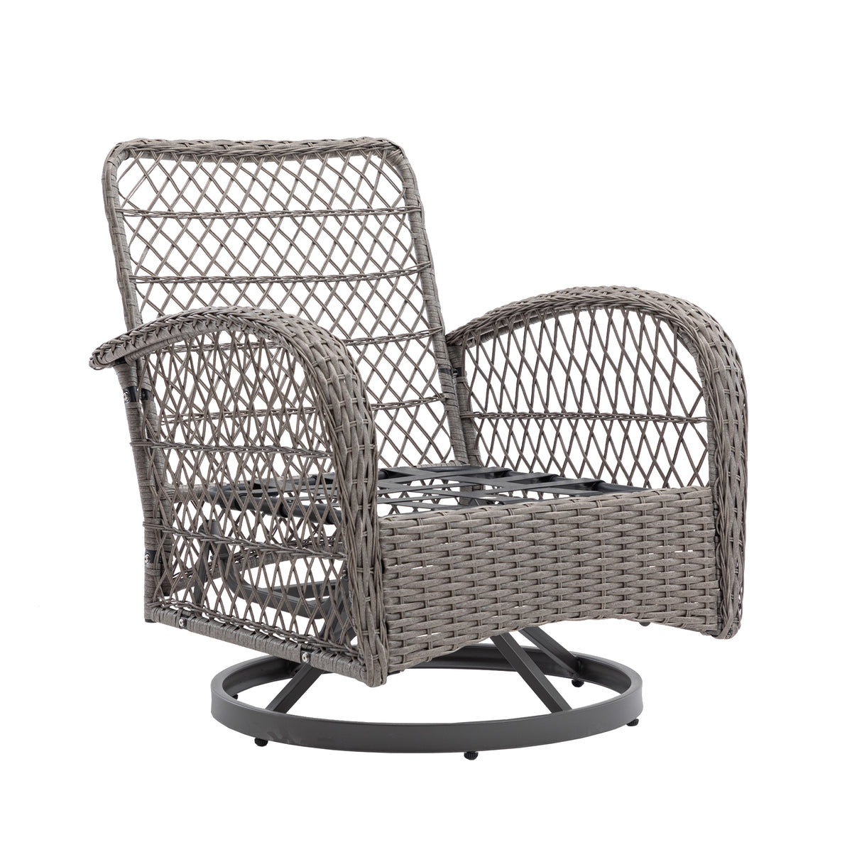 3 Pieces Outdoor Swivel Rocker Patio Chairs, 360 Degree Rocking Patio Conversation Set With Thickened Cushions And Glass Coffee Table For Backyard, Khaki Khaki Steel