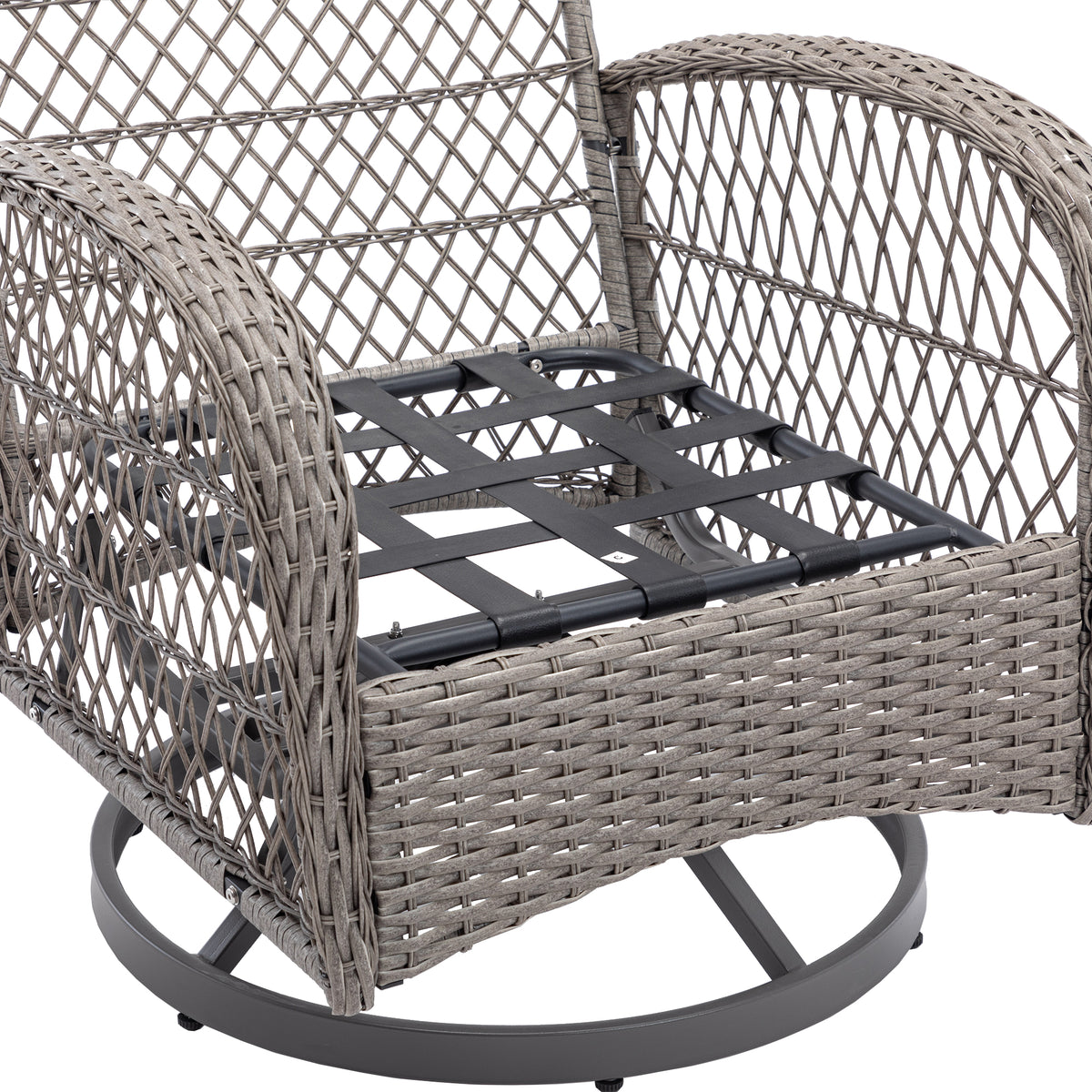 3 Pieces Outdoor Swivel Rocker Patio Chairs, 360 Degree Rocking Patio Conversation Set With Thickened Cushions And Glass Coffee Table For Backyard, Blue Blue Steel