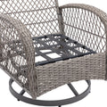 3 Pieces Outdoor Swivel Rocker Patio Chairs, 360 Degree Rocking Patio Conversation Set With Thickened Cushions And Glass Coffee Table For Backyard, Khaki Khaki Steel