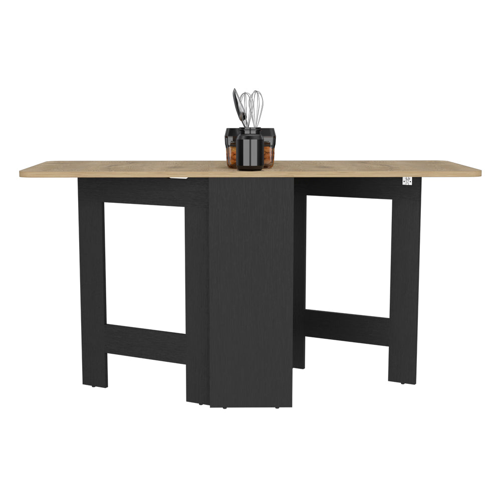 Folding Dining Table Evart, Living Room, Black Macadamia Multicolor Particle Board Engineered Wood