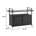 Outdoor Wicker Bar Cart, Patio Wine Serving Cart W Wheels, Rolling Rattan Beverage Bar Counter Table W Glass Top For Porch Backyard Garden Poolside Party, Black No Black Garden & Outdoor Steel