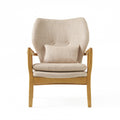 Club Chair, Upholstered Armchair Beige Fabric